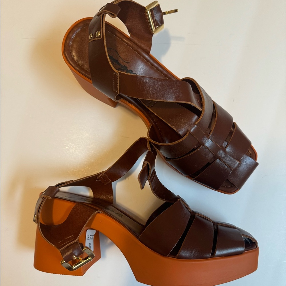 Free People Pacific Platform Fisherman Leather Sandal size 8